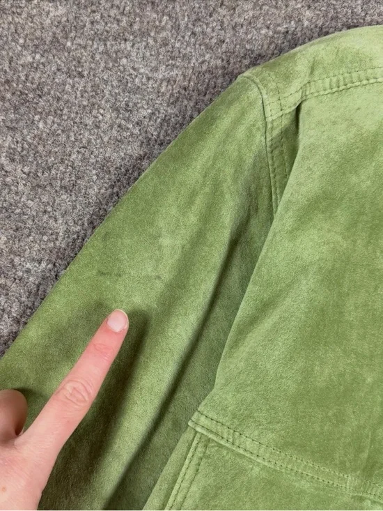 Vintage St. John’s Bay Green Suede Button Front Jacket Women’s Large Lightweight - Picture 8 of 15